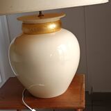 large beige and gold Raku ceramic living room lamp by Robert Kostka