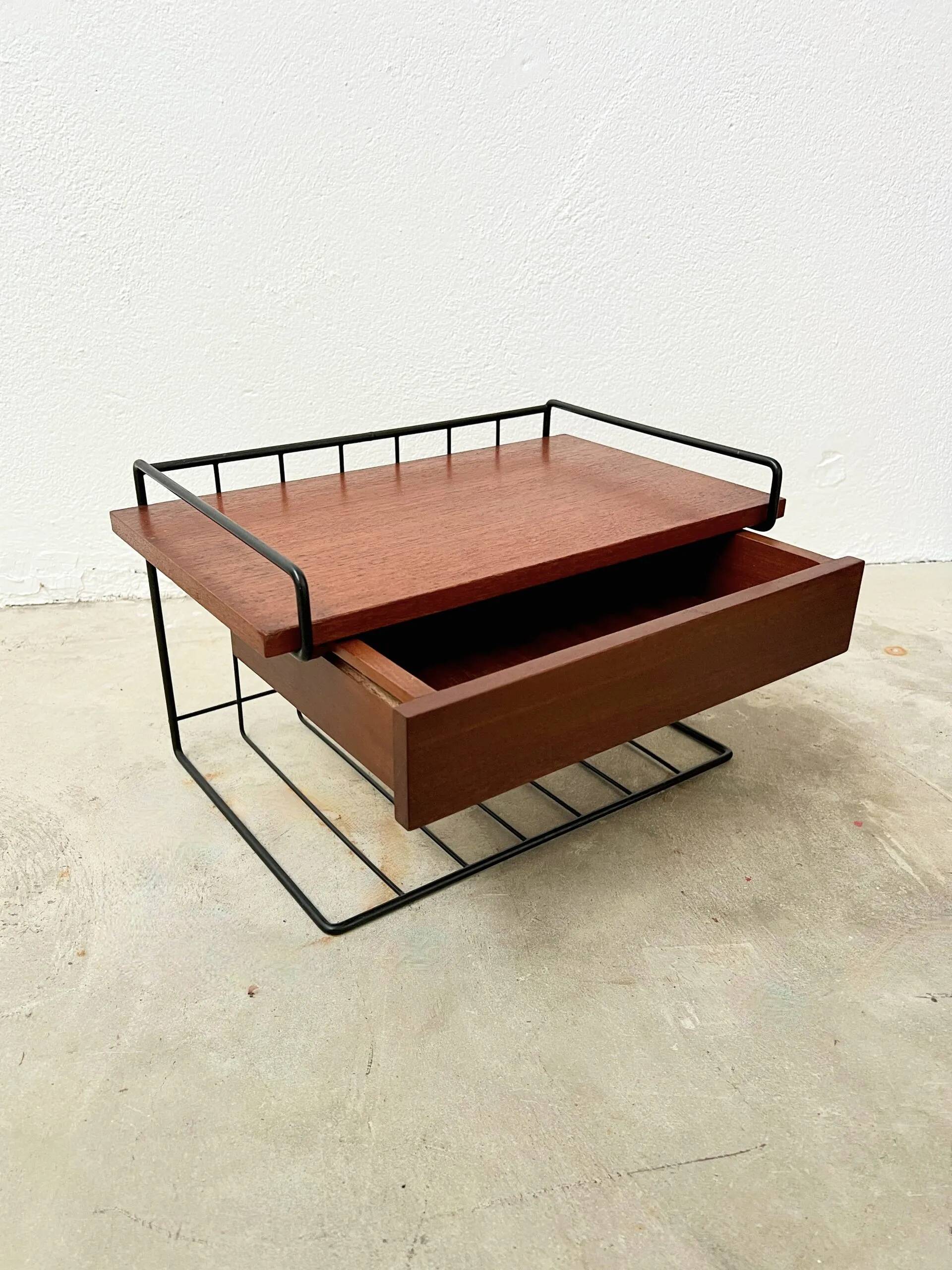 Wall-Mounted Nightstand – Mid-Century Teak