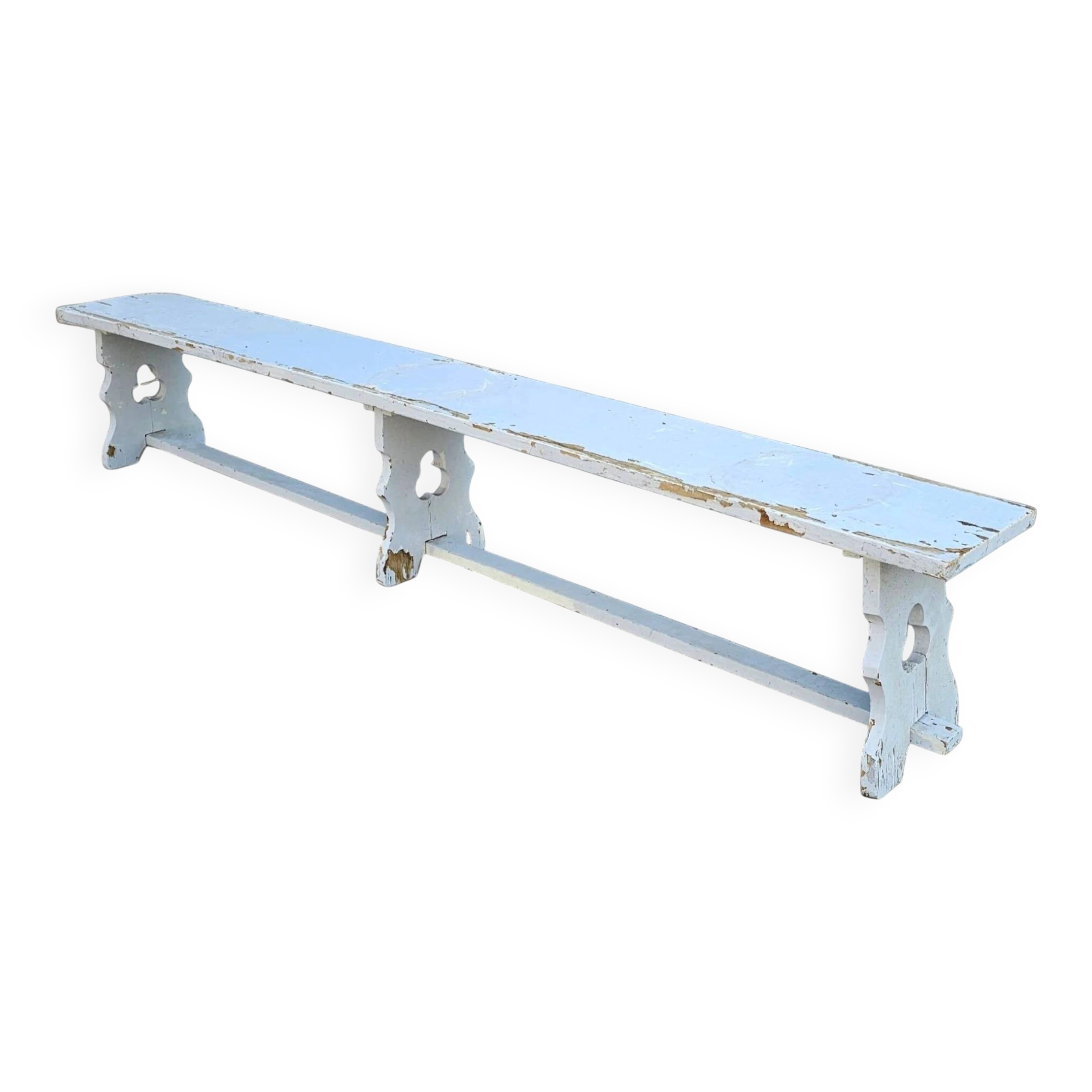French wooden farmhouse bench / garden bench / 1960s