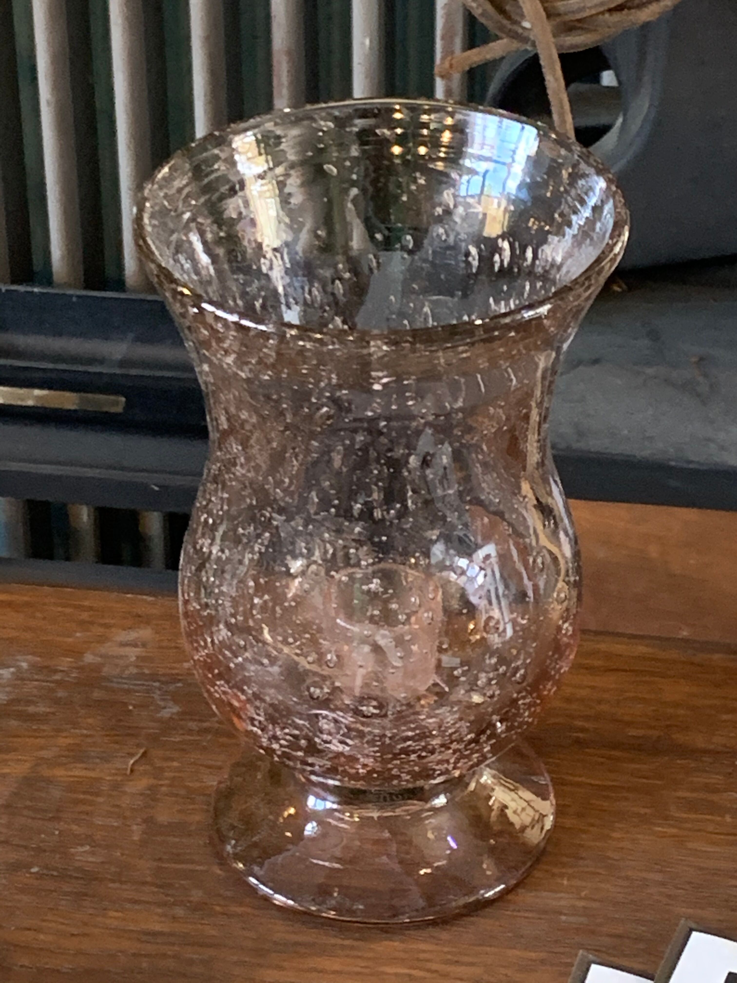 Photophore glass pink bubble parma unsigned vintage biot glassware