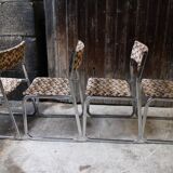 Set of 4 chrome and velvet chairs