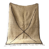 Ancient Berber rug in ecru/brown, handmade 100% virgin wool, 2m x 1.5m.