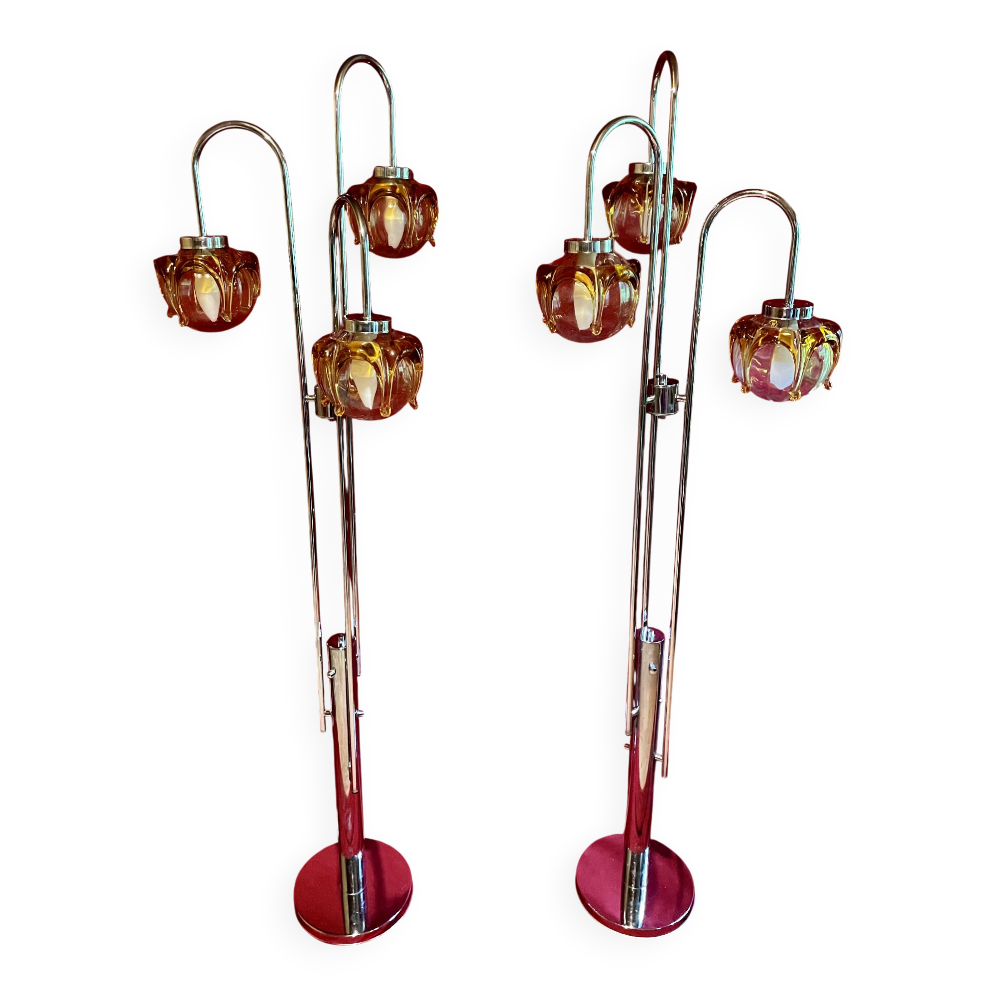 Paire de lampadaires "Muguet" en cascade, année 70