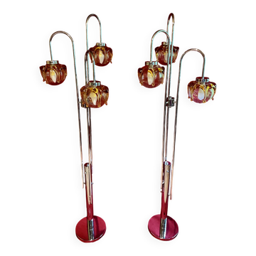 Paire de lampadaires "Muguet" en cascade, année 70