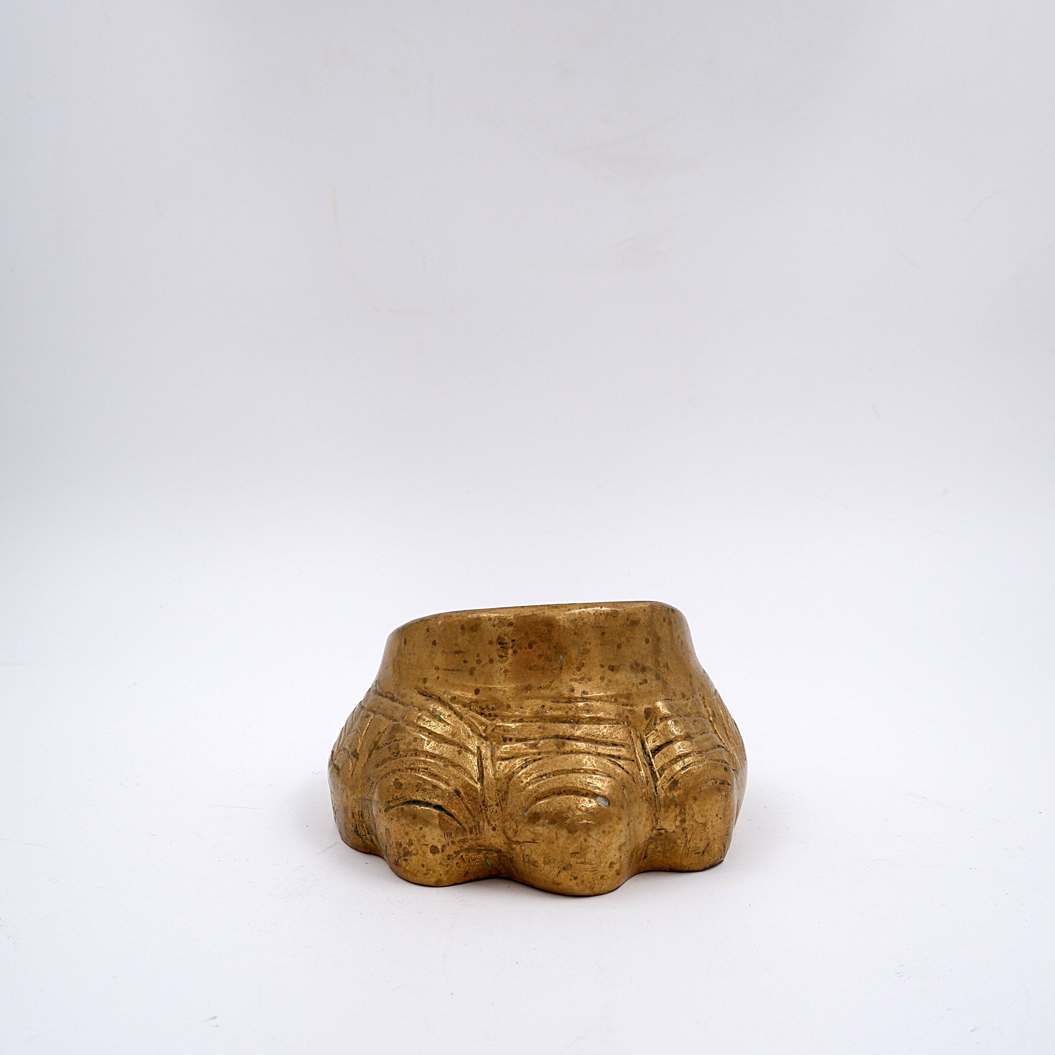 1970s gilt bronze elephant foot ashtray