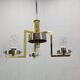 Czechoslovak Art Deco Chandelier in Brass and Chrome with Opaline Glass, 1930s
