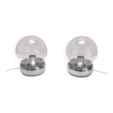 Pair of Vintage Glass and Metal Table Lamps "Vieste" by GPA Monti for Candle