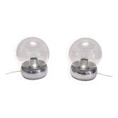 Pair of Vintage Glass and Metal Table Lamps "Vieste" by GPA Monti for Candle