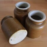 A set of 3 vintage glazed stoneware vases for indoor use.