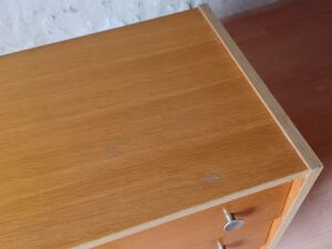 Vintage light wood chest of drawers from the 1970s.