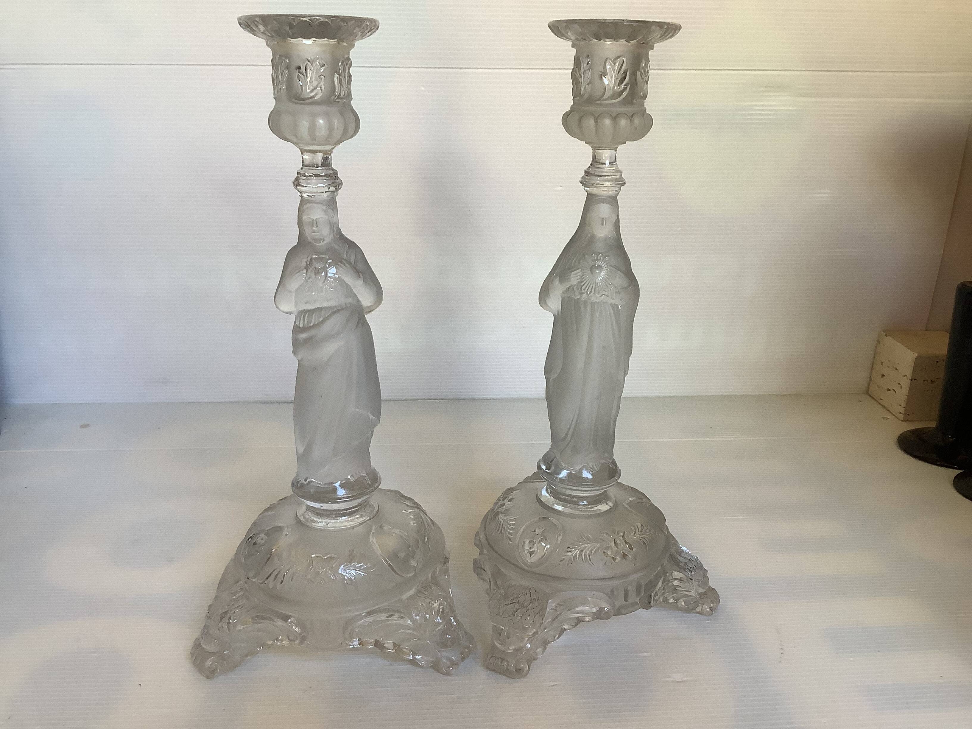 Pair of antique Catholic candlesticks