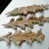 Set of 3 old 18th century ornaments in polychrome carved wood