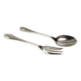 Spoon and fork to serve in silver metal of christofle model "spatours"