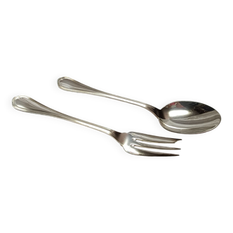 Spoon and fork to serve in silver metal of christofle model "spatours"