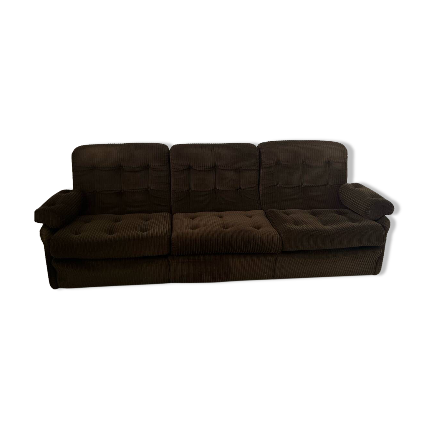 Ancien canapé vintage 3 place Airborne design français Cadestin velour