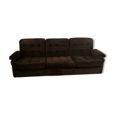 Old vintage 3 seater sofa Airborne French design Cadestin velvet