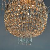 Pearl Bag, Chandelier Trimmed with Rows of Cut Crystal Beads, Circa 1