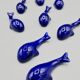 Set of 6 vintage blue porcelain whale knife rests.