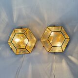 Set of 2 hexagonal wall lamps by Sothis, Italy 1980s