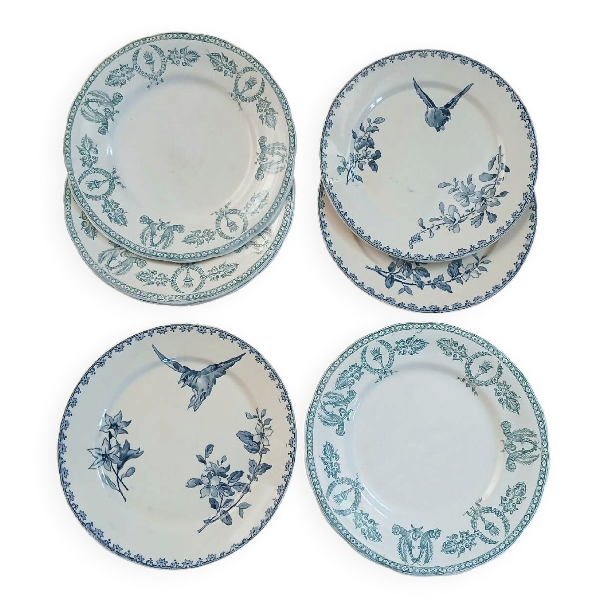 8 antique dessert plates in ironstone