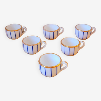 Service de 6 tasses à café en porcelaine 80s