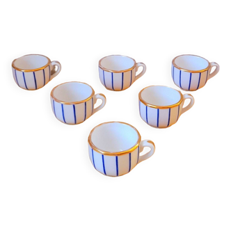 Service of 6 80s porcelain coffee cups