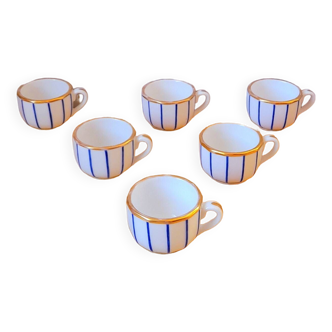 Service de 6 tasses à café en porcelaine 80s