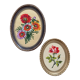 2 oval frames vintage floral embroidery