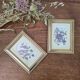 Set of 2 gilded frames under glass – V. Mappin purple flowers – 21.5 x 16.5 cm