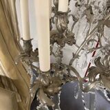Louis XV style cage chandelier with thirty lights in silver metal