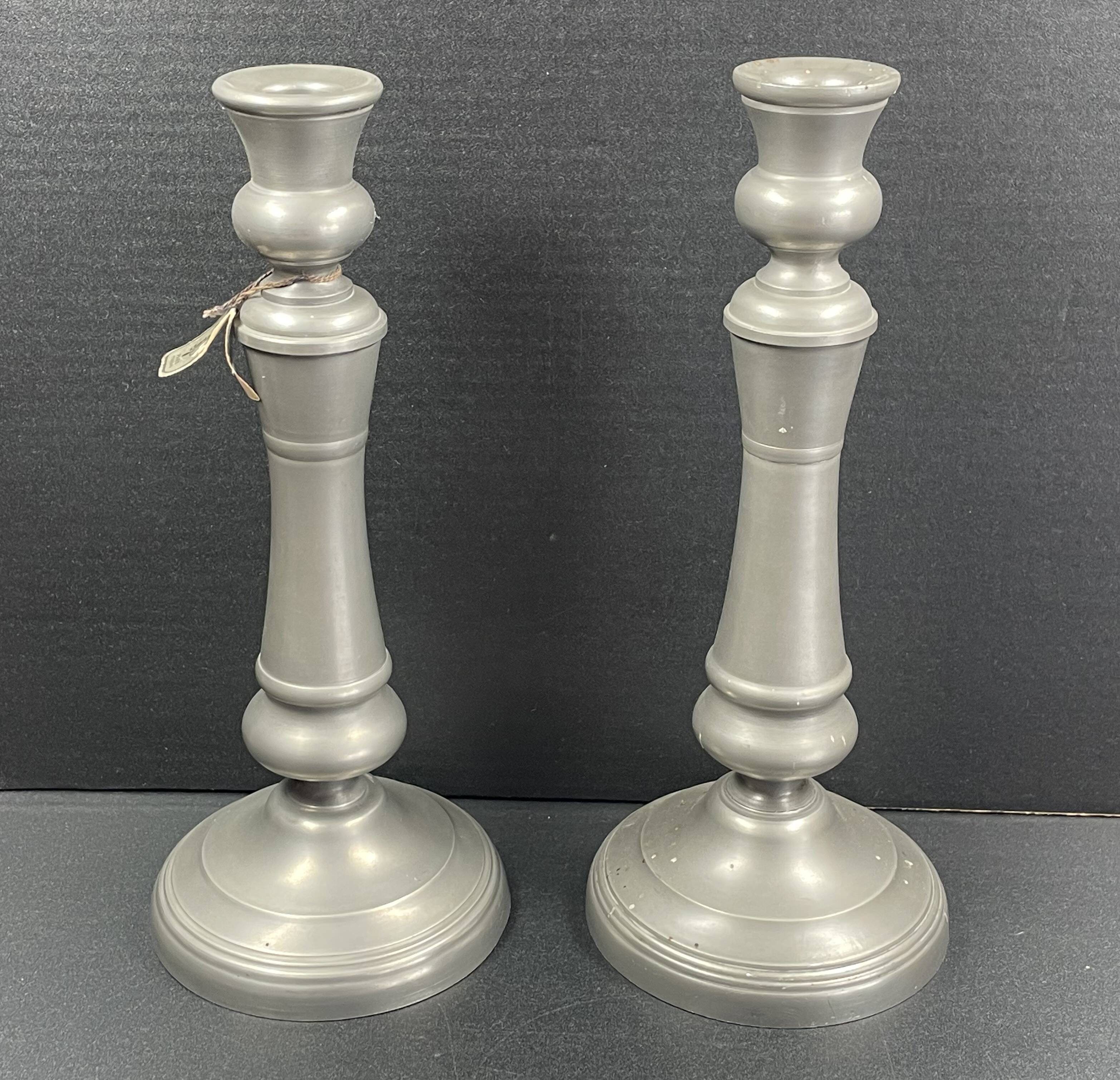 Pair of candlesticks in sitoleux tin 94% - h 27 cm