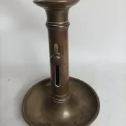 Set of 3 antique push-button bronze candlesticks from the Napoleonic III era.