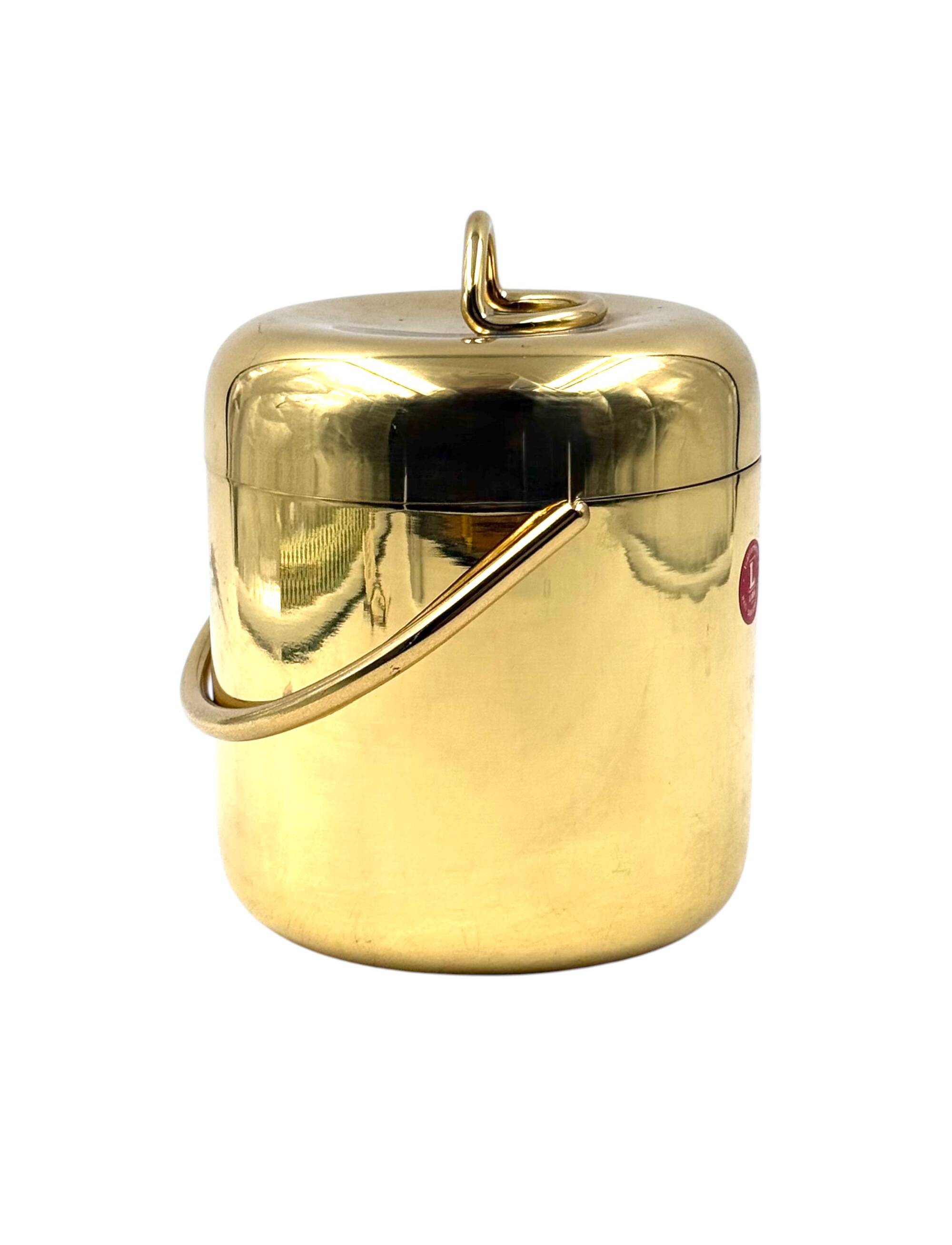Hollywood regency gold Ice Bucket, Lira Italy ca. 1980s