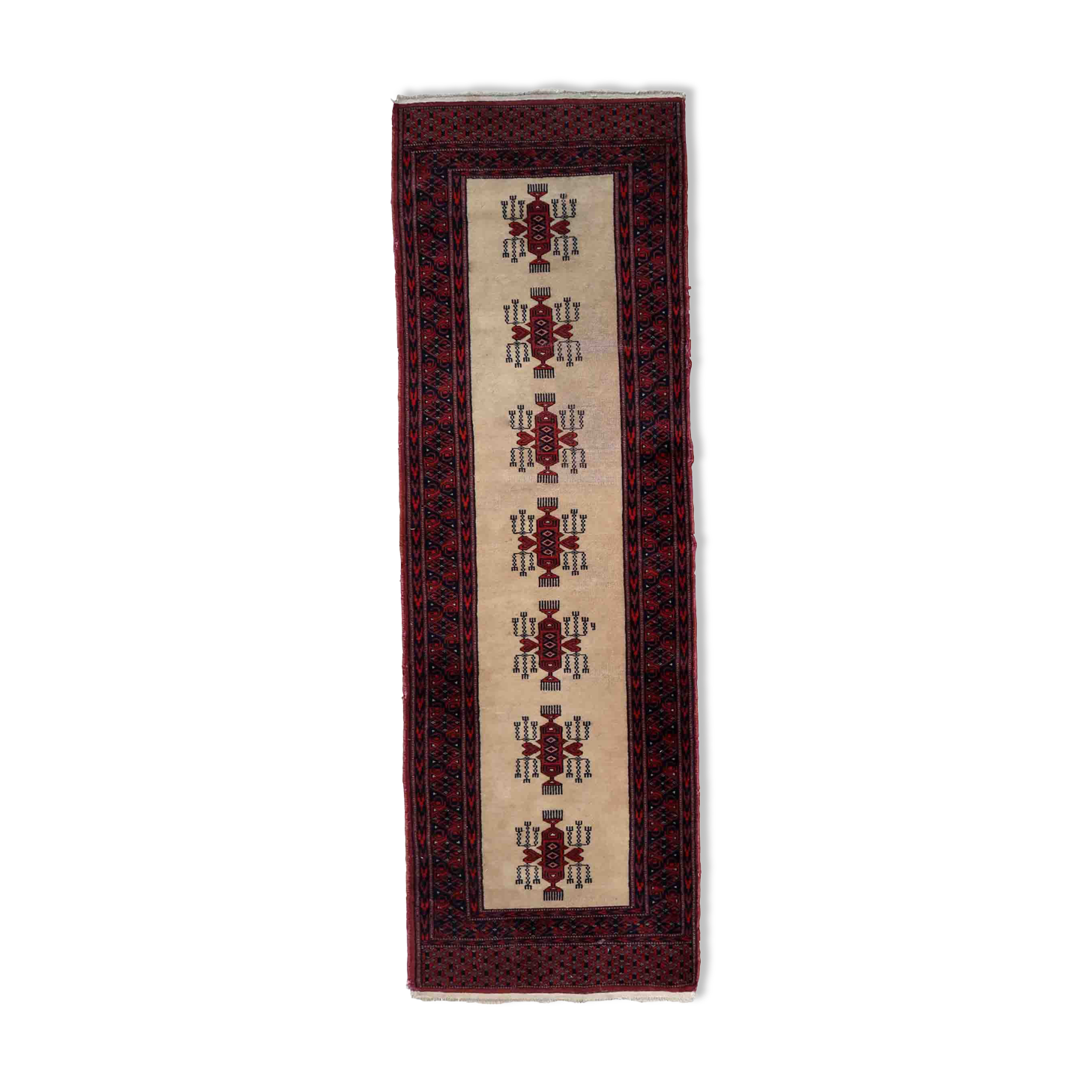 Vintage carpet Uzbek Bukhara handmade 61cm x 190cm 1960s