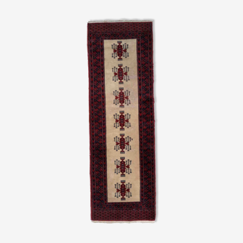 Vintage carpet Uzbek Bukhara handmade 61cm x 190cm 1960s