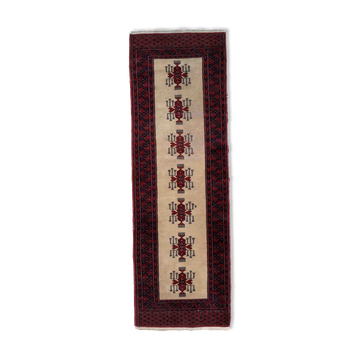 Tapis vintage Ouzbek Bukhara fait main 61cm x 190cm 1960s