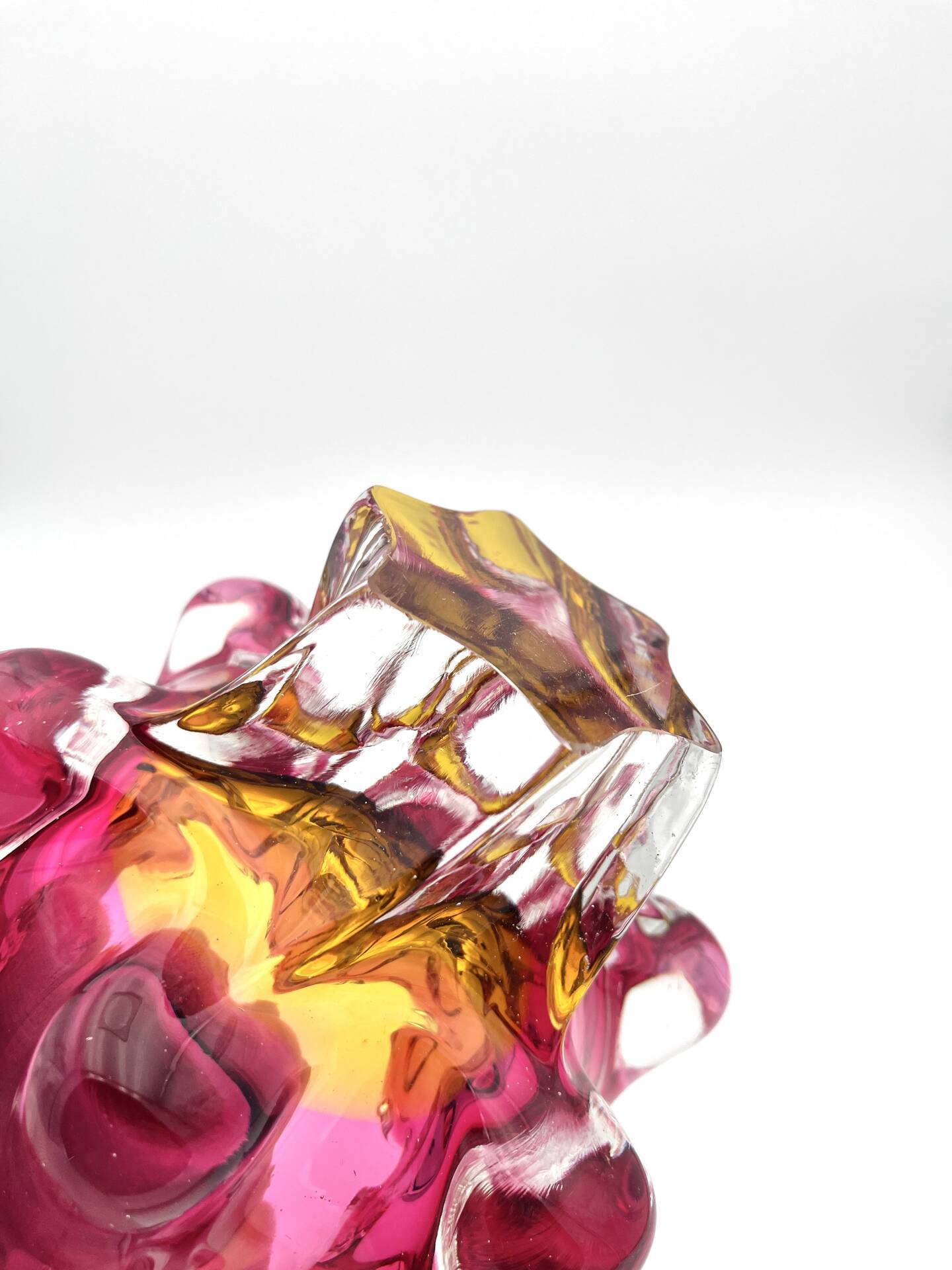 Bowl Ashtray Josef Hospodka Chribska Sommerso Rose 14cm 1.78kg