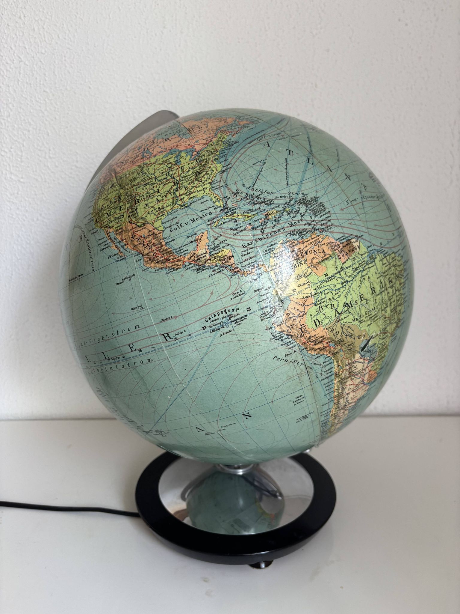Globe vintage 1940 terrestre verre Duo Erdglobus Berlin - 42 cm