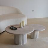 Omega Circular Nesting Coffee Tables - Natural Travertine