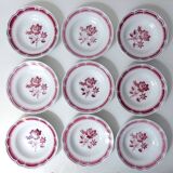 9 FB Digoin pink soup plates