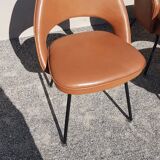 Set of 6 chairs and 2 knoll conference leather chairs