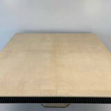 Italian Art Deco Style Square Parchment and Black Lacquer Table, 1980s