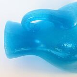 Large pitcher-shaped vase in blue bubble glass paste, th