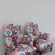 Pair of toad armchairs Napoleon III tapestry missoni italy