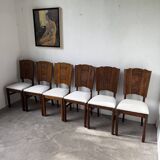 Set 6 chaises art déco chêne 1940