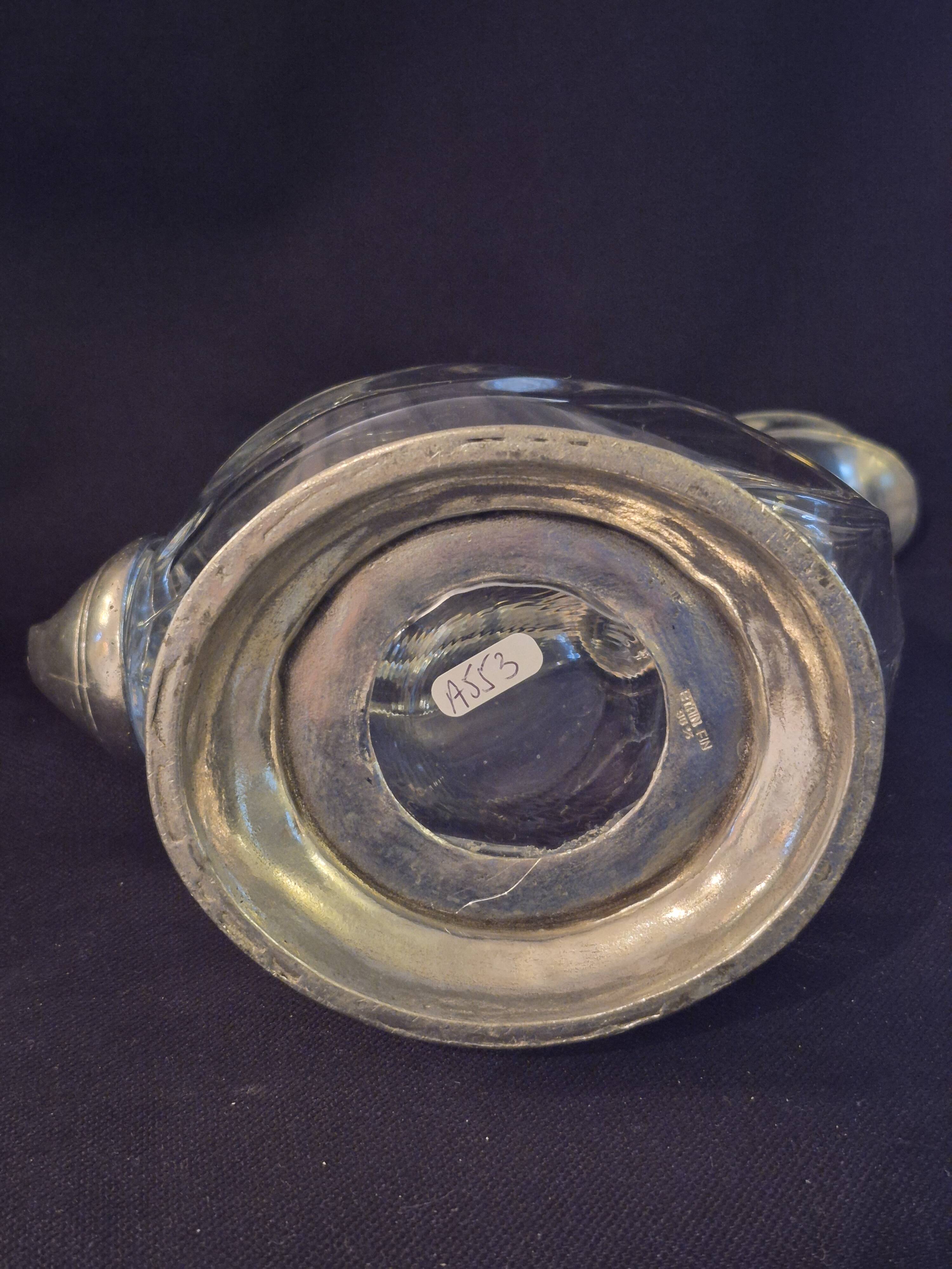 Wine carafe, duck design, glass and metal A553