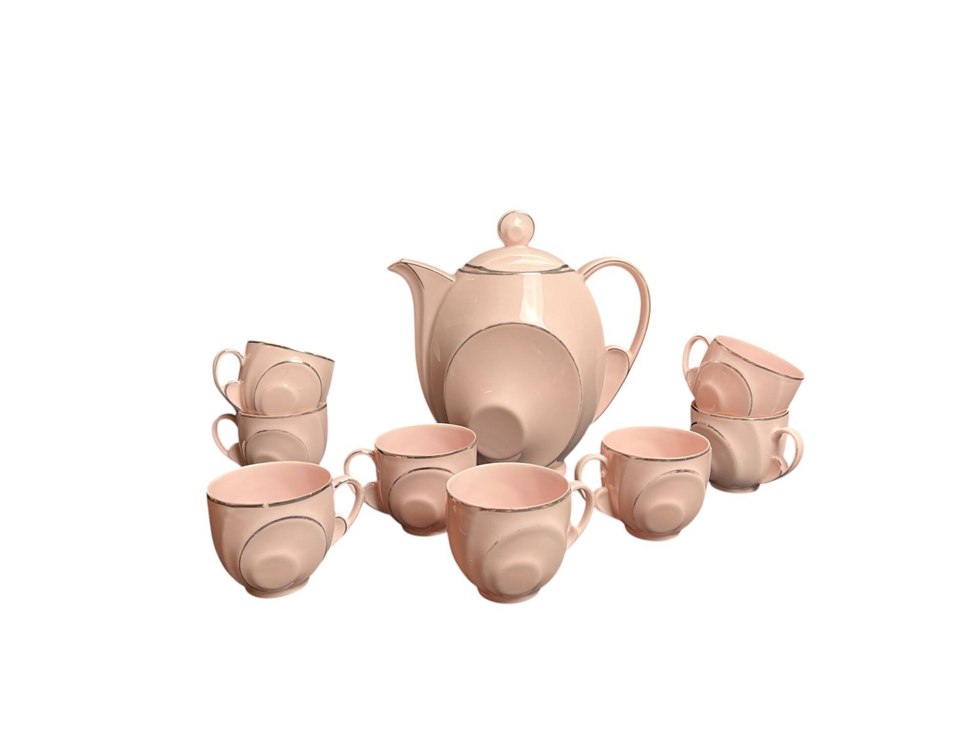 Art Deco, Epiag pink porcelain coffee service circa 1930