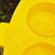 Serving trolley for drinks in yellow plastic, space age 1970.