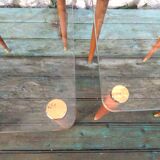 Nesting tables 50s in glass wood and brass