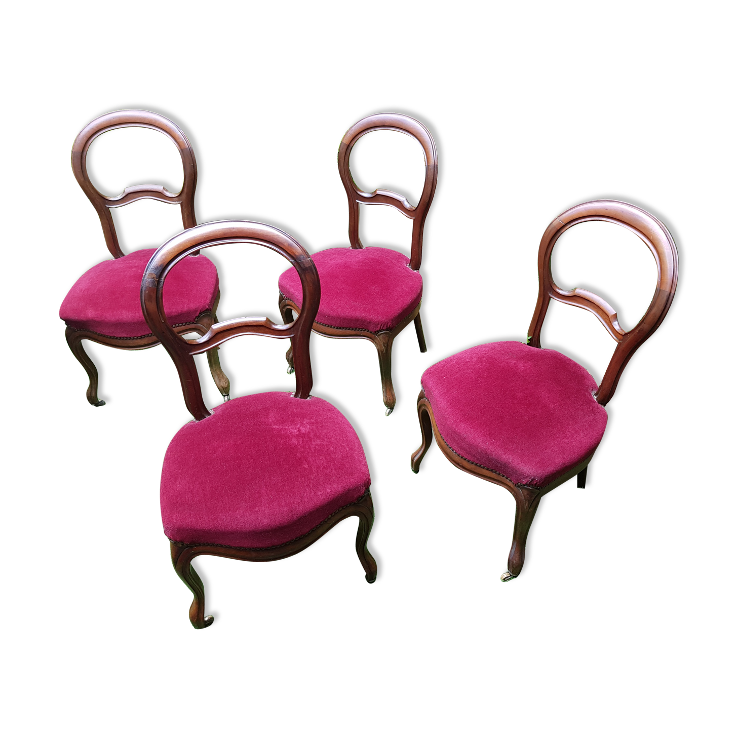 4 chaises médaillon tapissées style Louis Philippe